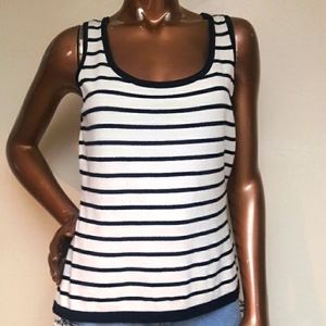 Chico's Black & White Strip Knit Tank Top